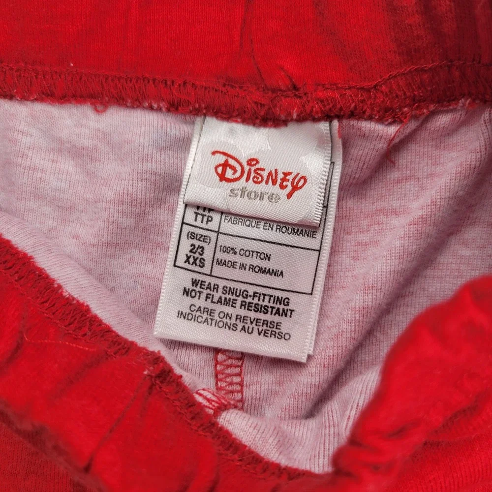 Disney Store Pajama Set Kids 2/3 XXS Red Mickey Mouse Football Graphic 2pc